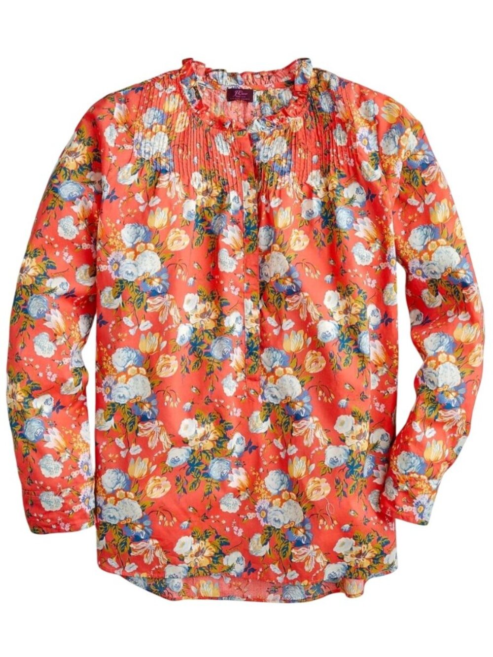 J.Crew Liberty Fabric Floral Print Long Sleeve popover Blouse Size 20 colorful